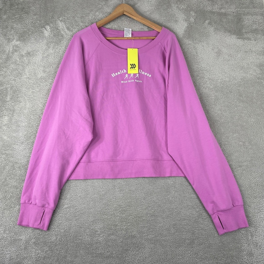 All in Motion Sweatshirt Womens 2X Purple French Terry Raglan Thumbhole Active